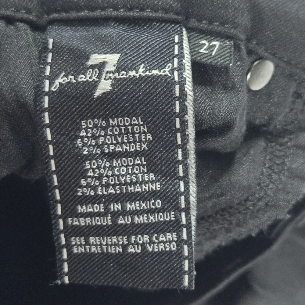 7 For‎ All Mankind Faux Pants Black Size 27 Womens Skinny Ankle Stretch Mid Rise